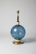 Pair of Blue Orb Murano Glass Lamps