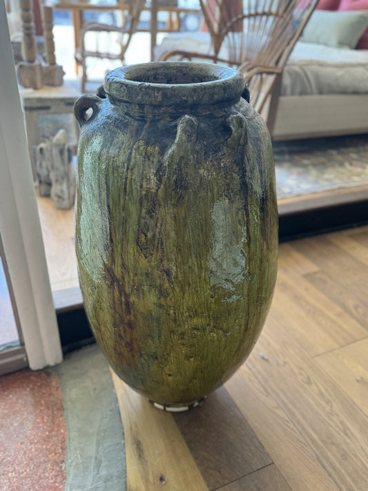 Large Moroccan Green Glazed Pot