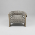 Stacked Rattan Curve Chair in Chunky Gray Textured Woven + Devonshire Cream Finish