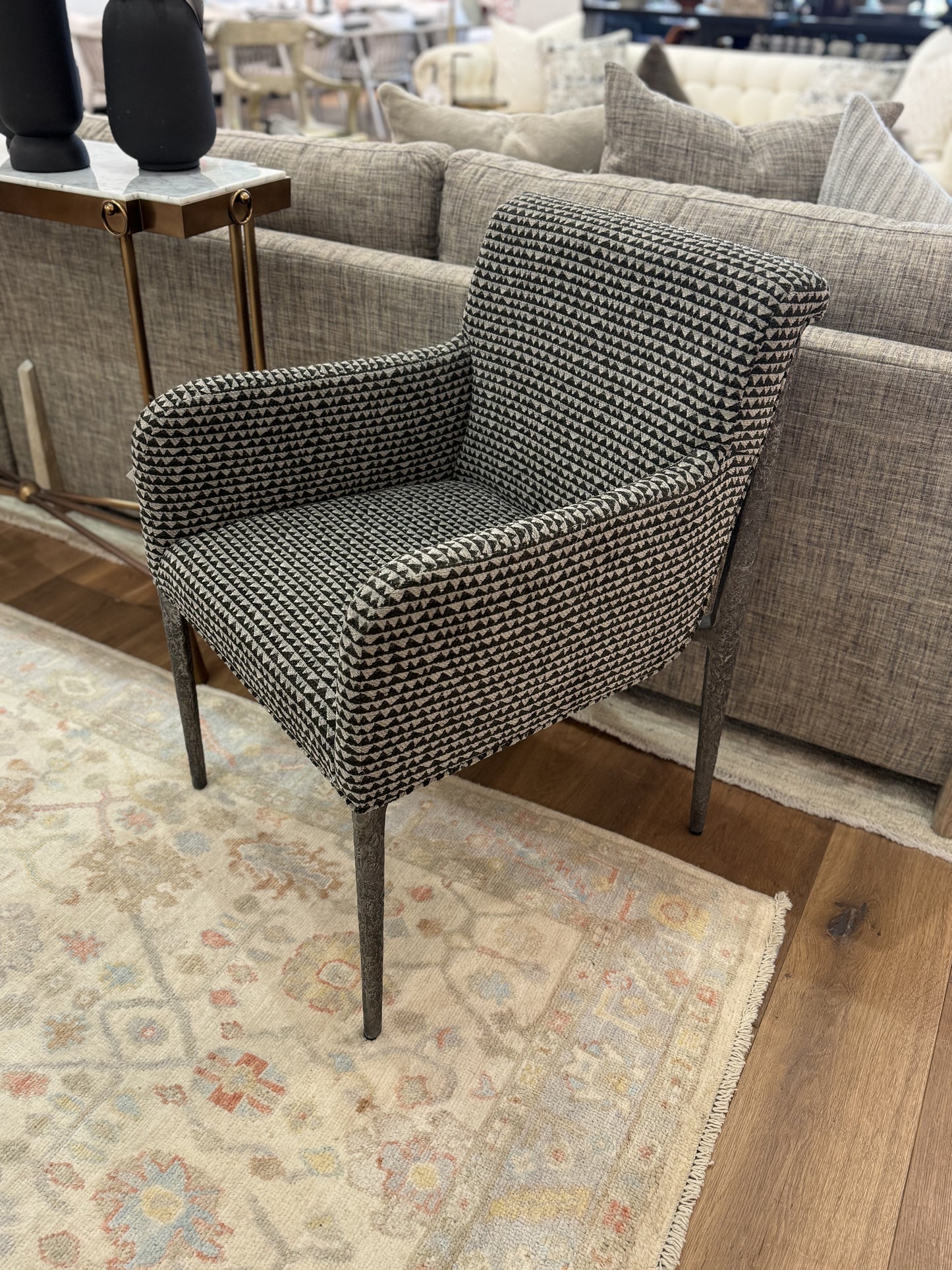 Metal Frame Arm Chair in Jagged Charcoal