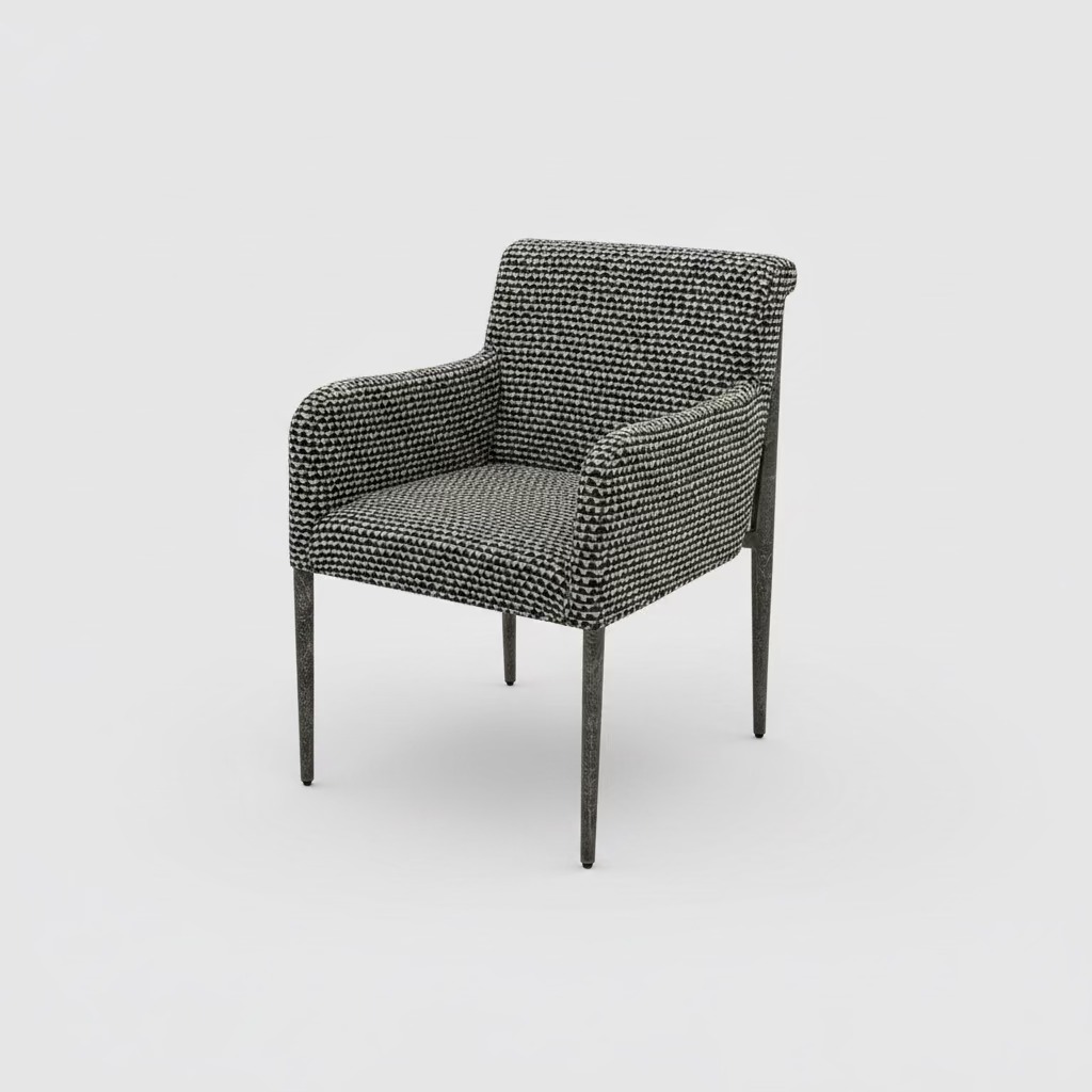 Metal Frame Arm Chair in Jagged Charcoal
