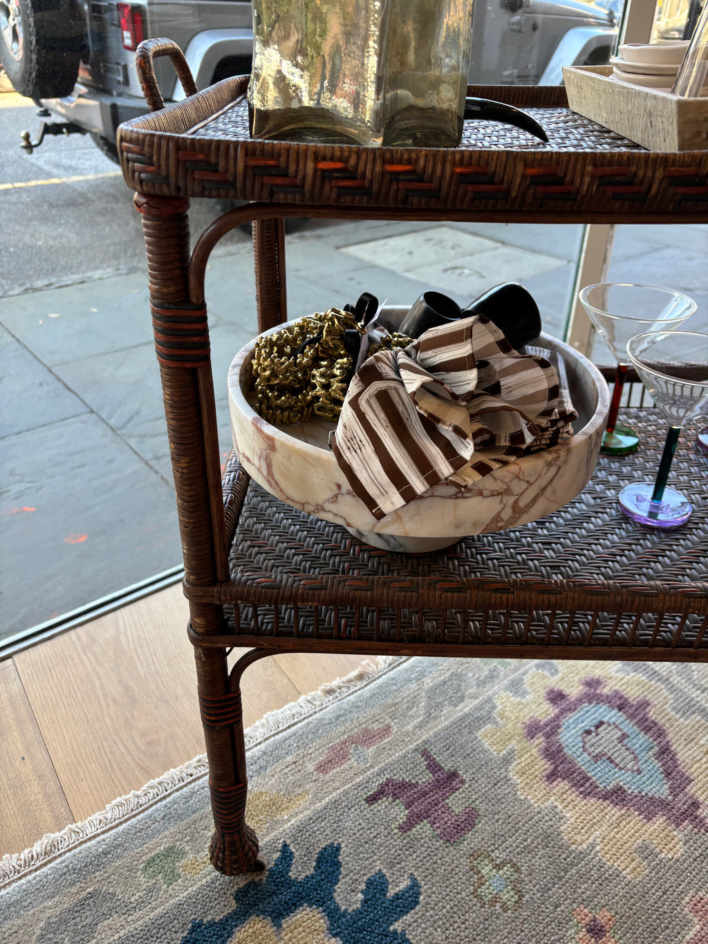 Vintage Wicker Barcart on Wheels