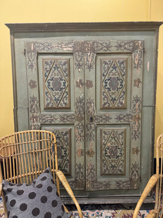 Green Hand Painted Armoire c. 1680