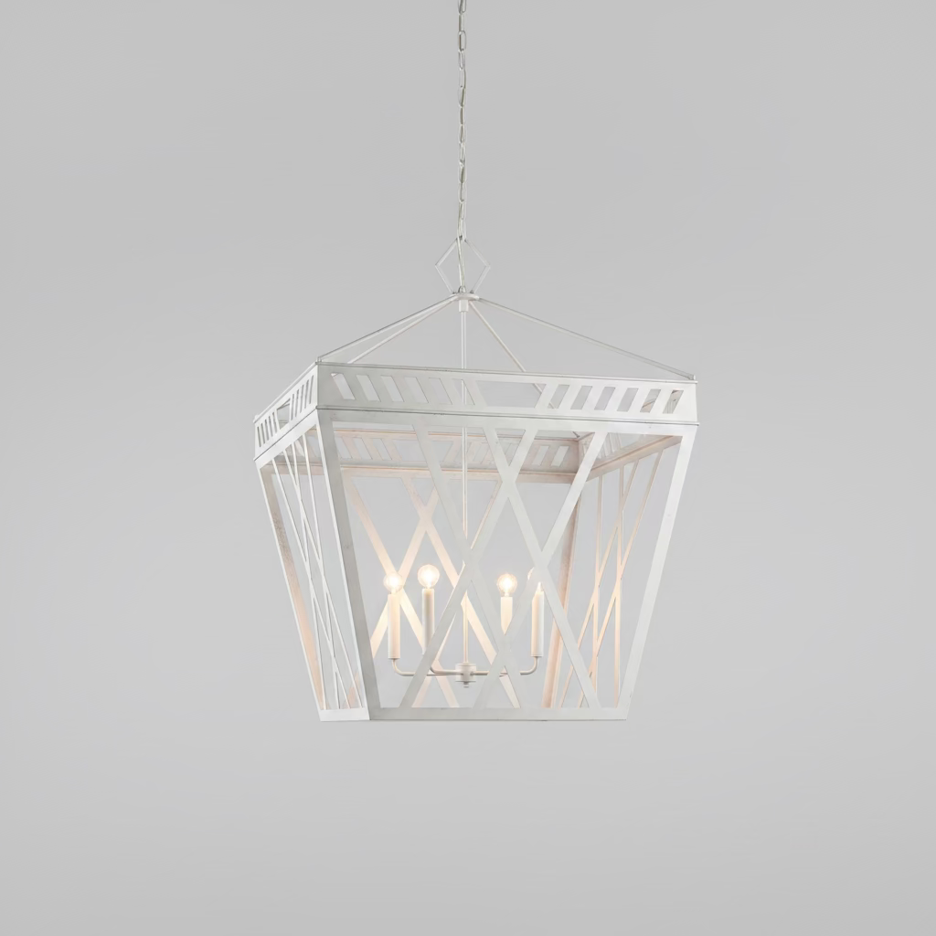 Ashley Lantern, Silver Leaf Metal