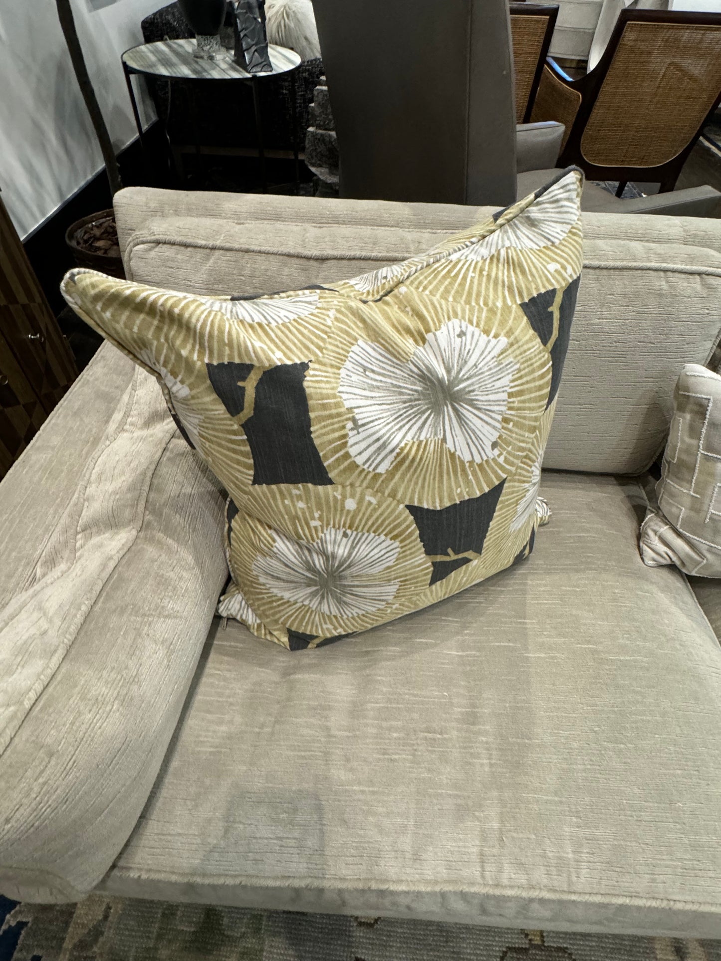 Stripey Florals on Black Pillow