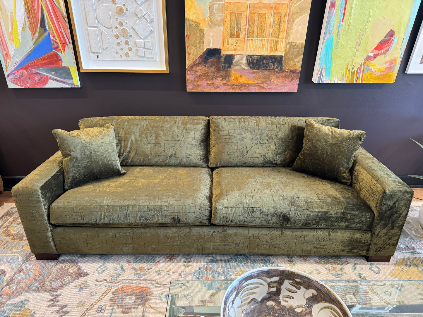 Long Sofa in Moss Green