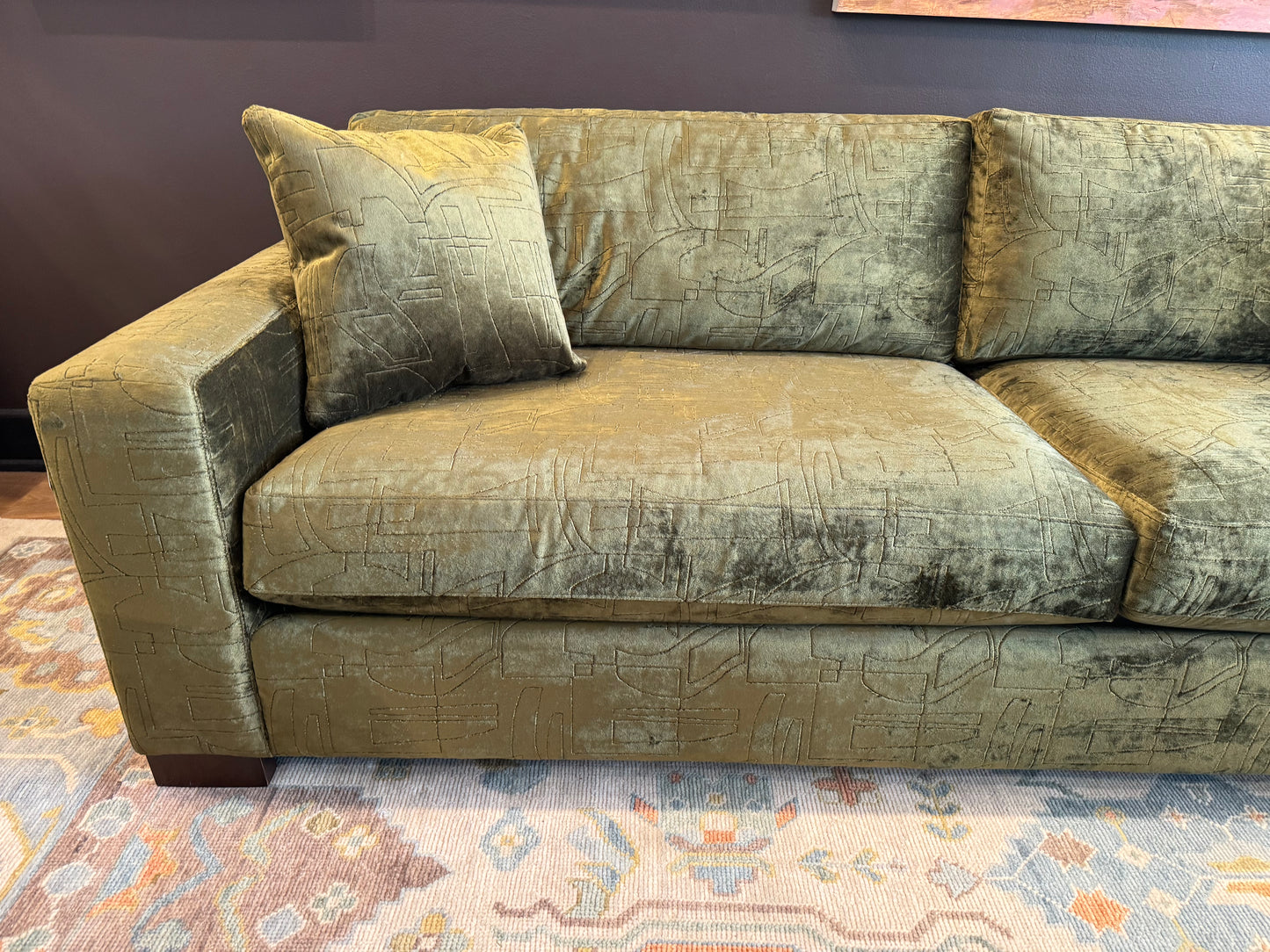 Long Sofa in Moss Green