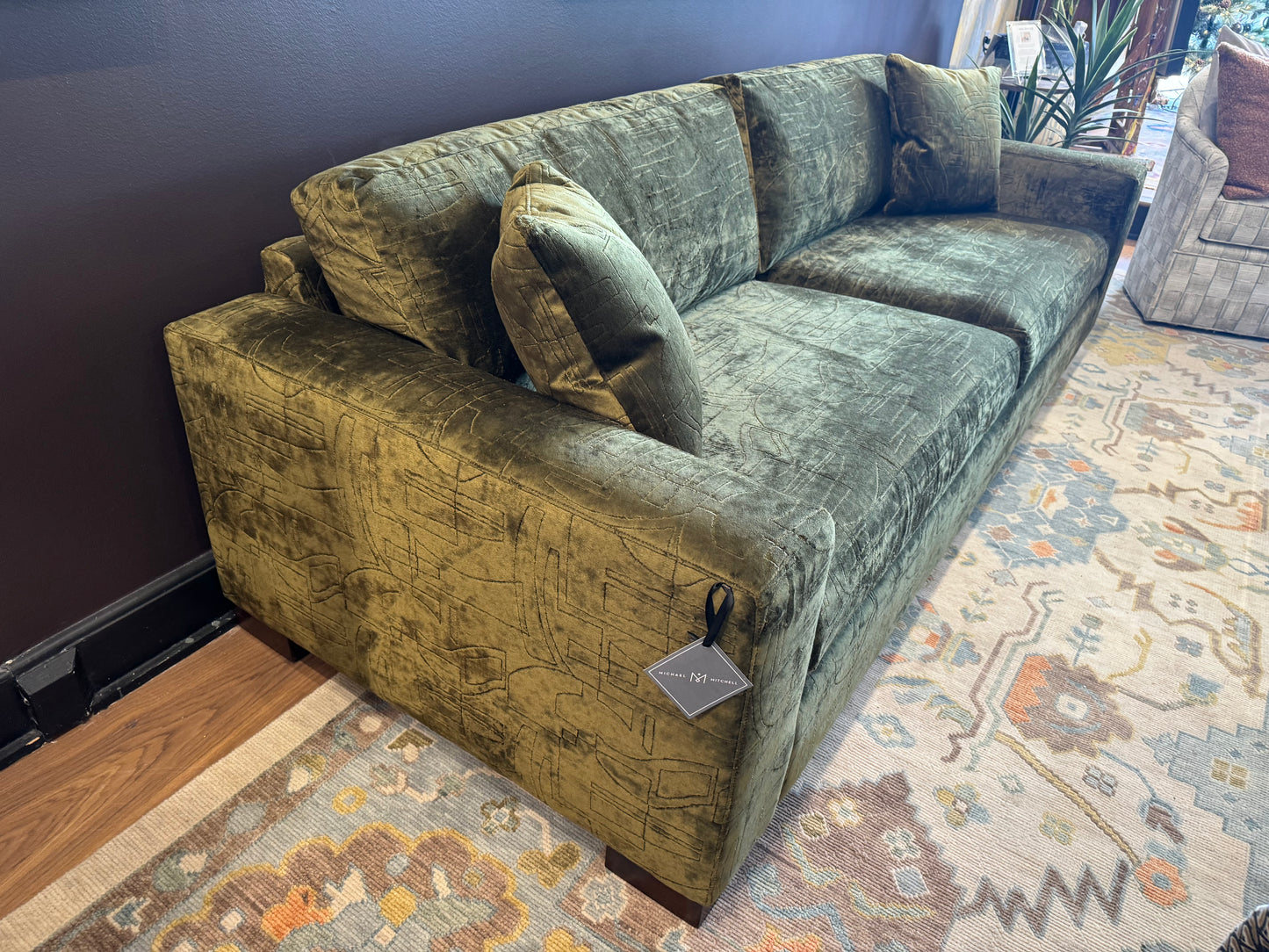 Long Sofa in Moss Green