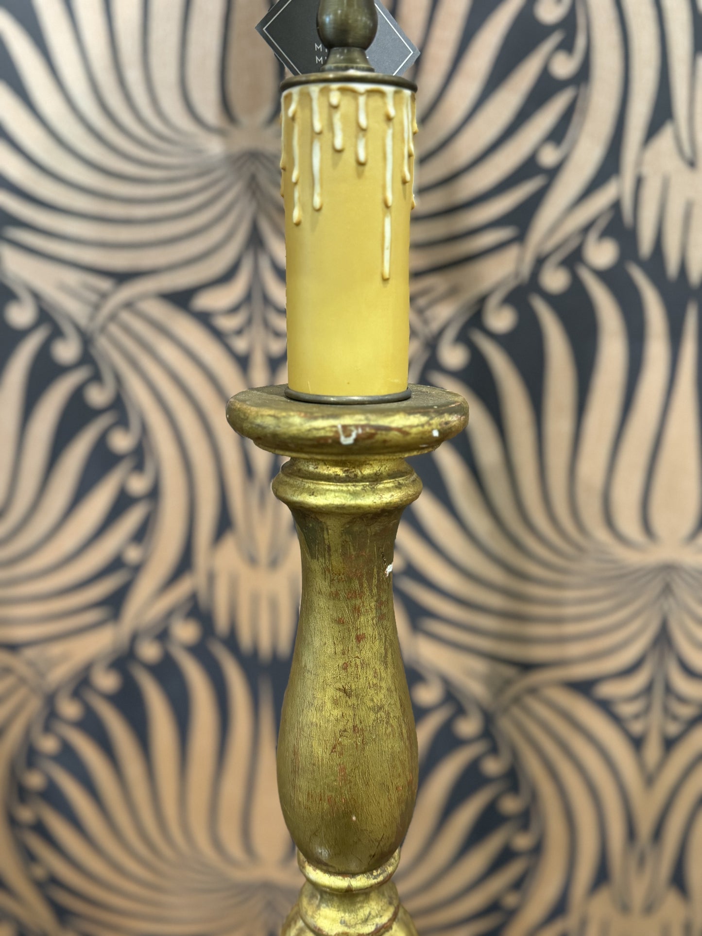 Gilded Picket Lamp with Lucite Base