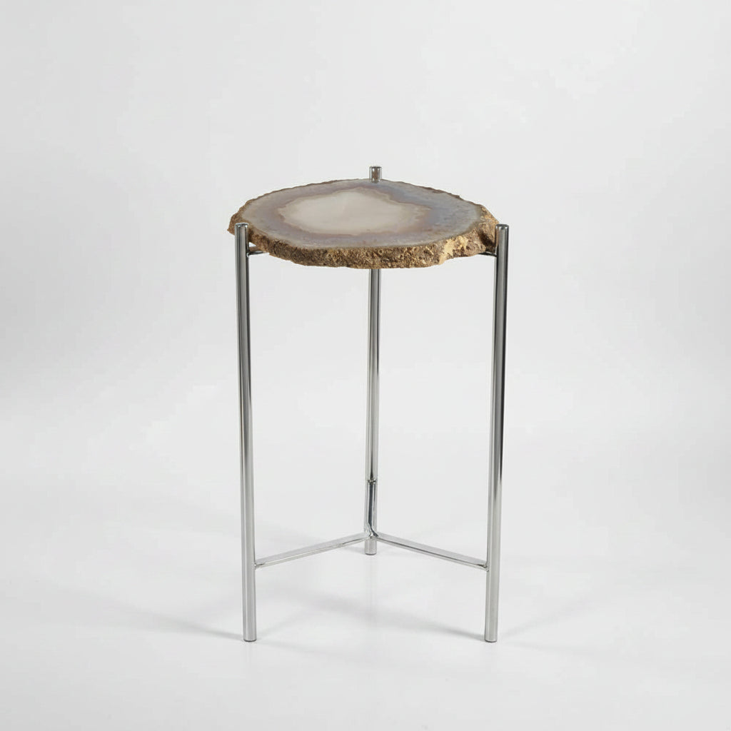 Natural Agate on Chrome Base Spot Table