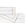 White Cotton Sateen Sheet Set with Gold Embroidery, King