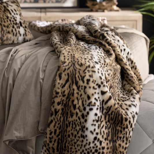 Leopard Faux Fur Throw