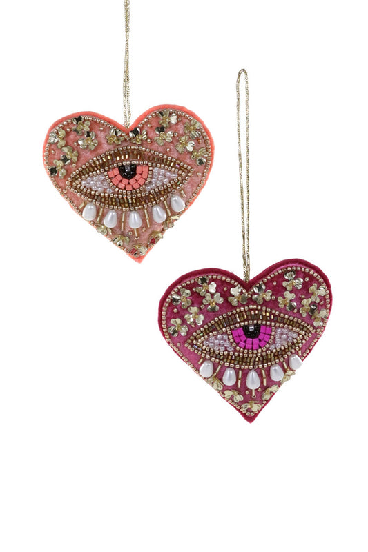 Beaded Heart Eyes Ornament