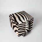 Zebra Hide Cube Ottoman