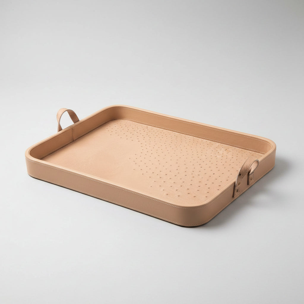 Cream Ostrich Leather Tray