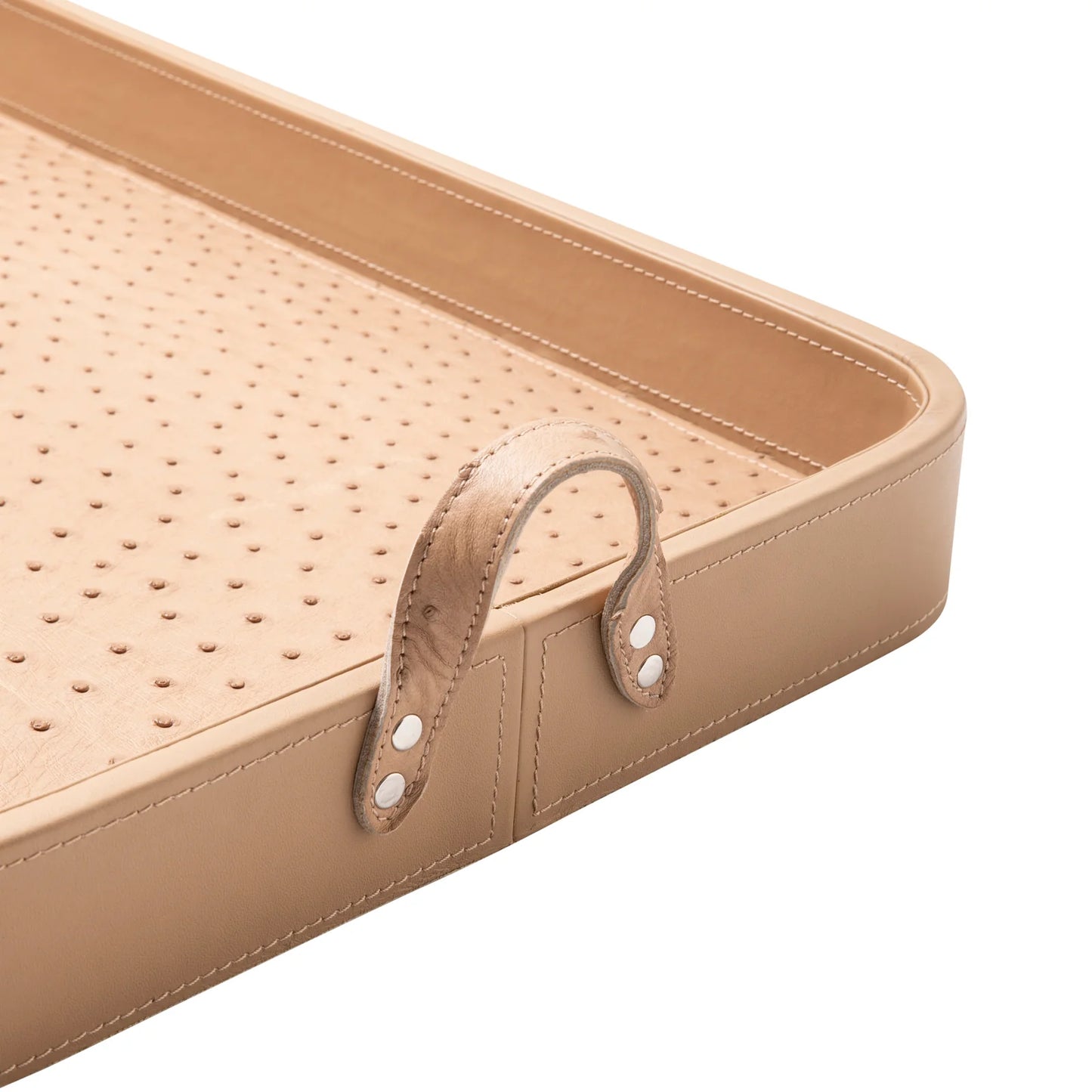 Cream Ostrich Leather Tray