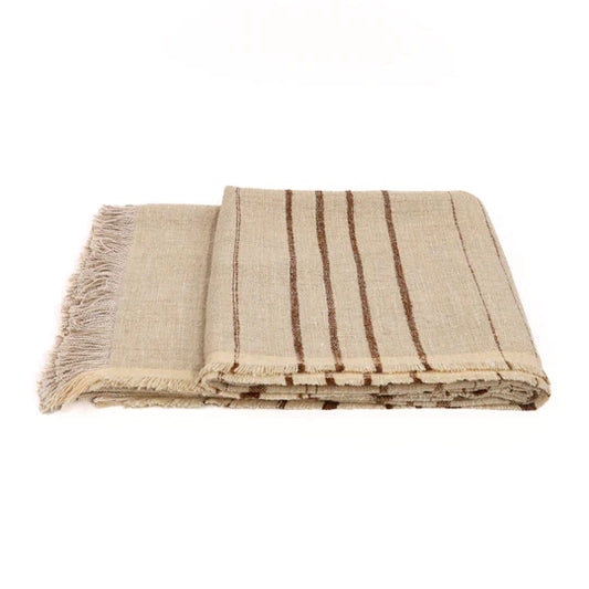 Natural Brown and Linen Throw