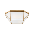 Satin Brass Octogonal Flush Mount with Smooth White Glass