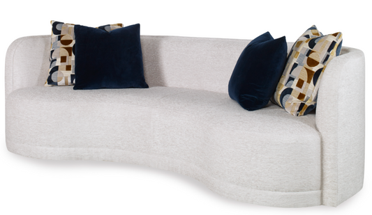 Bubbly Curved Sofa in Silvery Strie Velvet