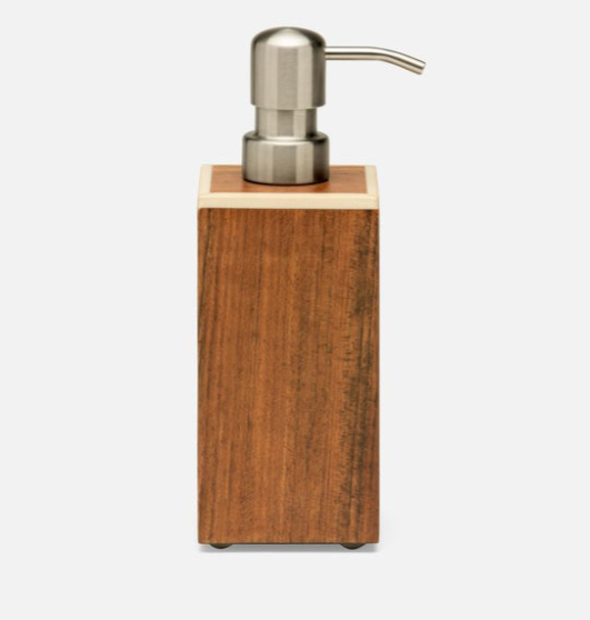 Wooden Soap Pump with Faux Bone Trim