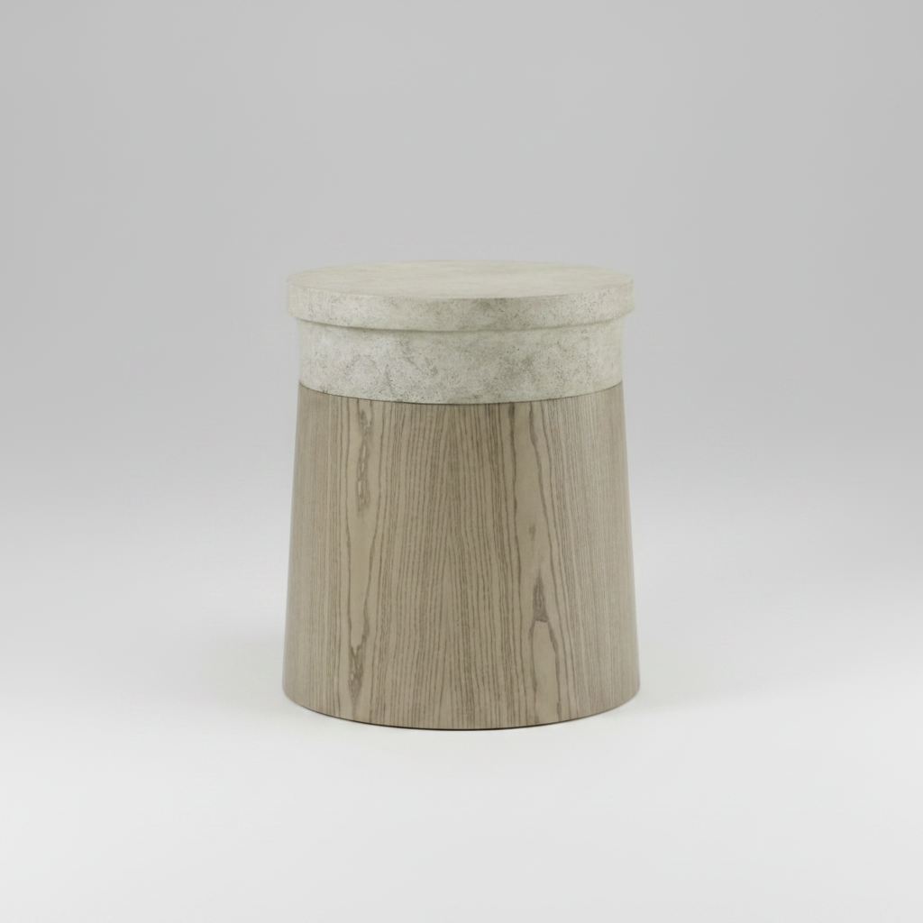 Ash Accent Table in Dune + Porous Mineral Top
