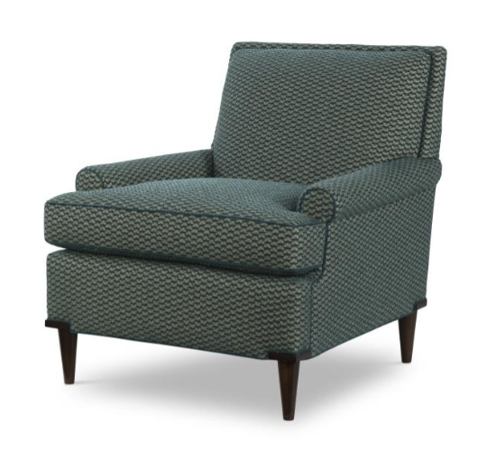 Rolled Arm Lounge Chair in Loopy Teal Texture