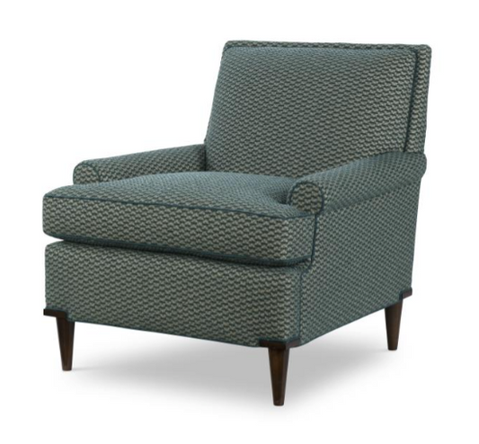 Rolled Arm Lounge Chair in Loopy Teal Texture