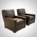 Square Arm Lounge Chair in Java Leather with Block Feet