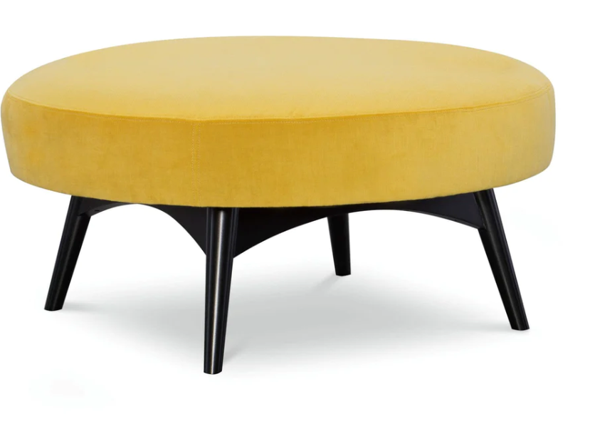 Round Ottoman in Saffron Velvet