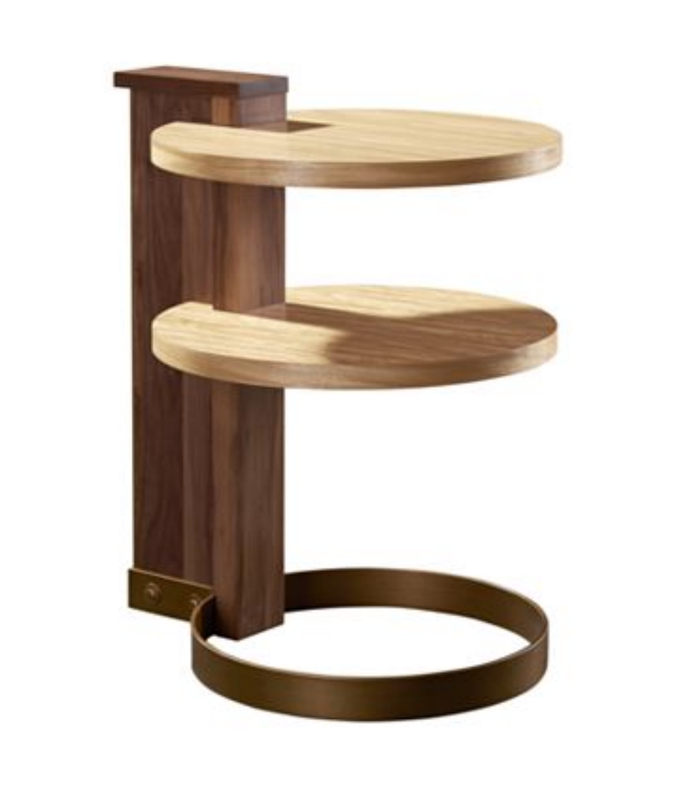 Natural + Cream Deco Shelf Side Table with Hand-Painted Ledge