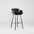 Faux Leather Dip Barstool in Black + Gray