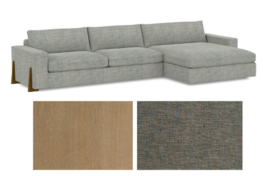 Great Room Sectional in Woven Beige and Azure