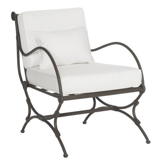 Cast Aluminum Chair with Blue and White Stripes