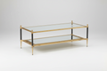 Pewter and Gold Leaf Cocktail Table with Mirrored Shelf