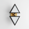 Bronze and Antique Brass Triangular Sconce with Opal Glass