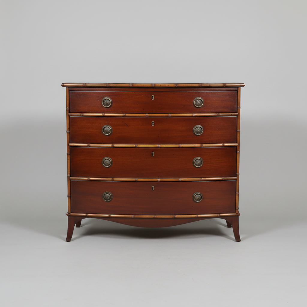 Mahogany Four Drawer Faux Bamboo Chest, 1840