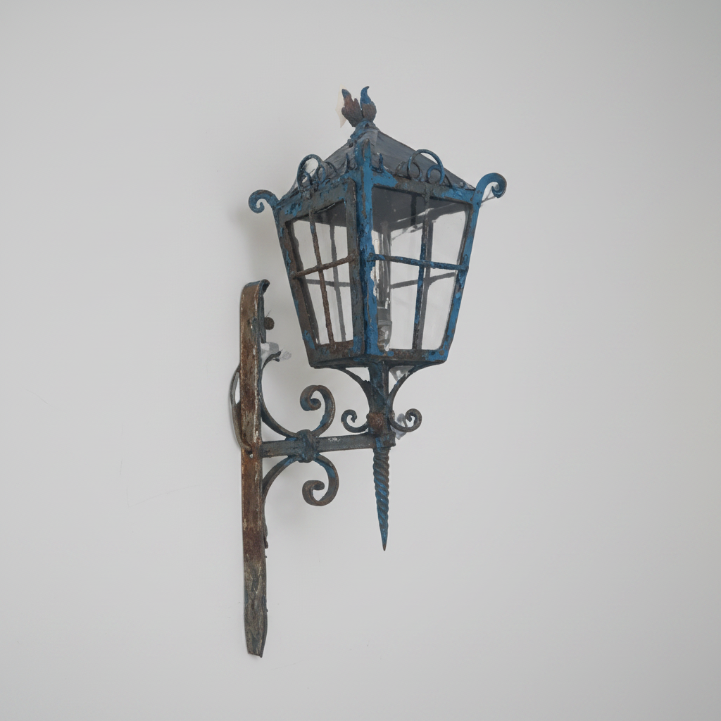 Pair of Blue Painted Antique Lanterns