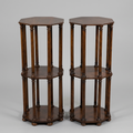 English Regency Style Oak Tiered Side Table, Etageres, Each