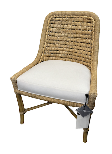Natural Seagrass + Rope Tied Side Chair in Sailcloth