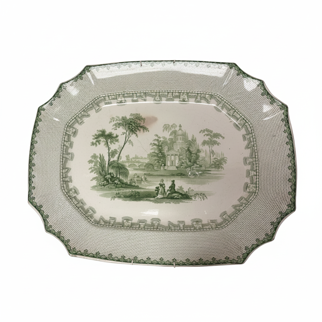 Green and White Platter, 1860's