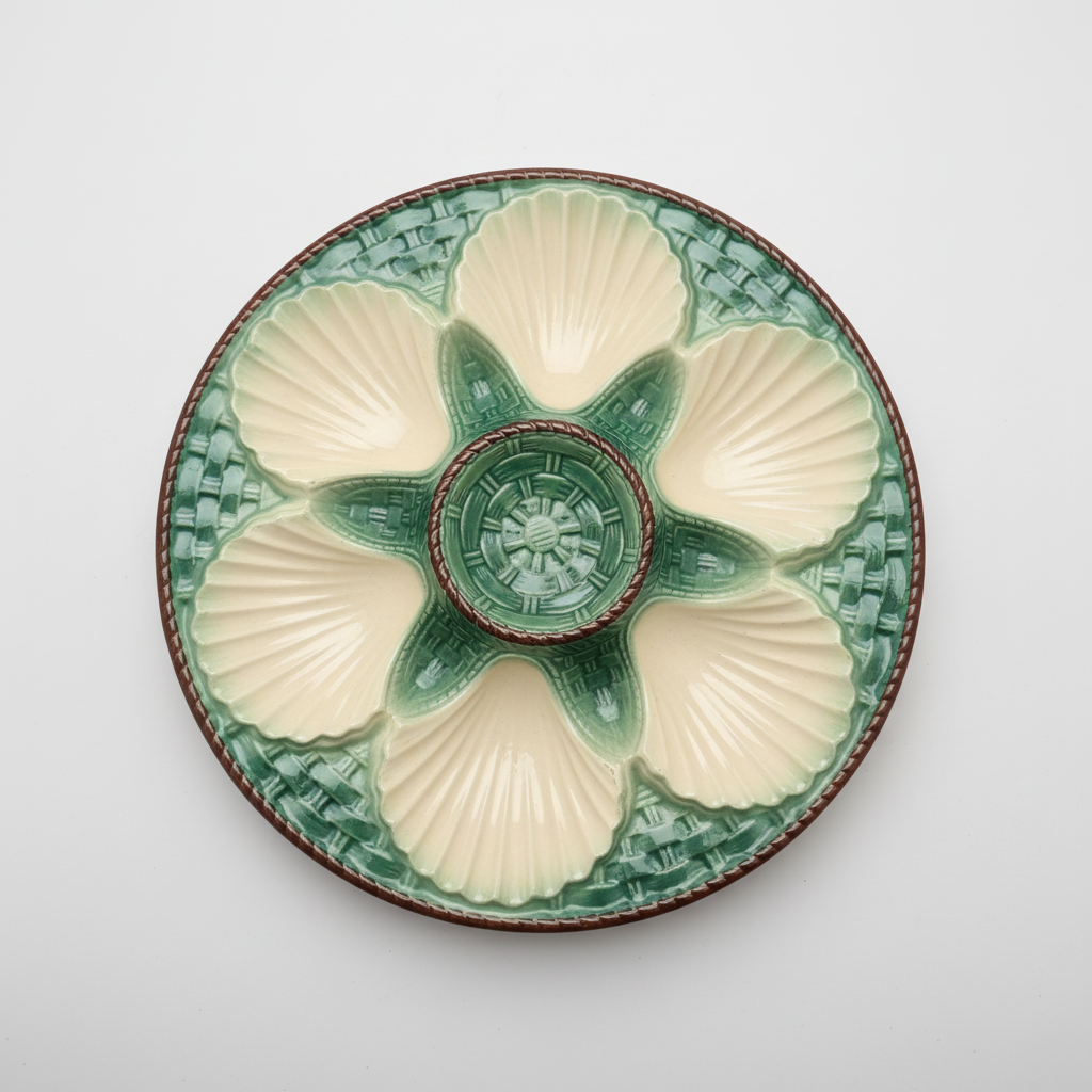 French Longchamp Green Oyster Plates, 1900