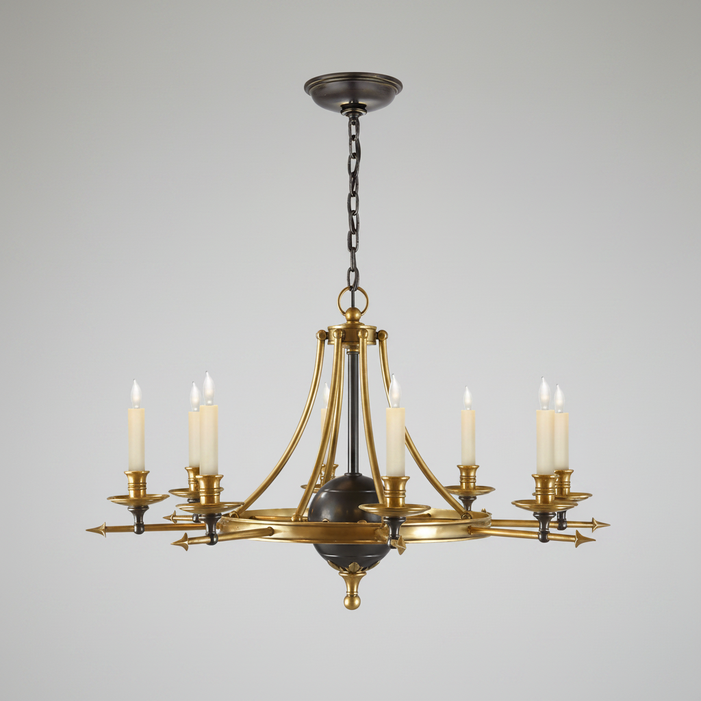 Bronze and Antique Brass Arrow Chandelier