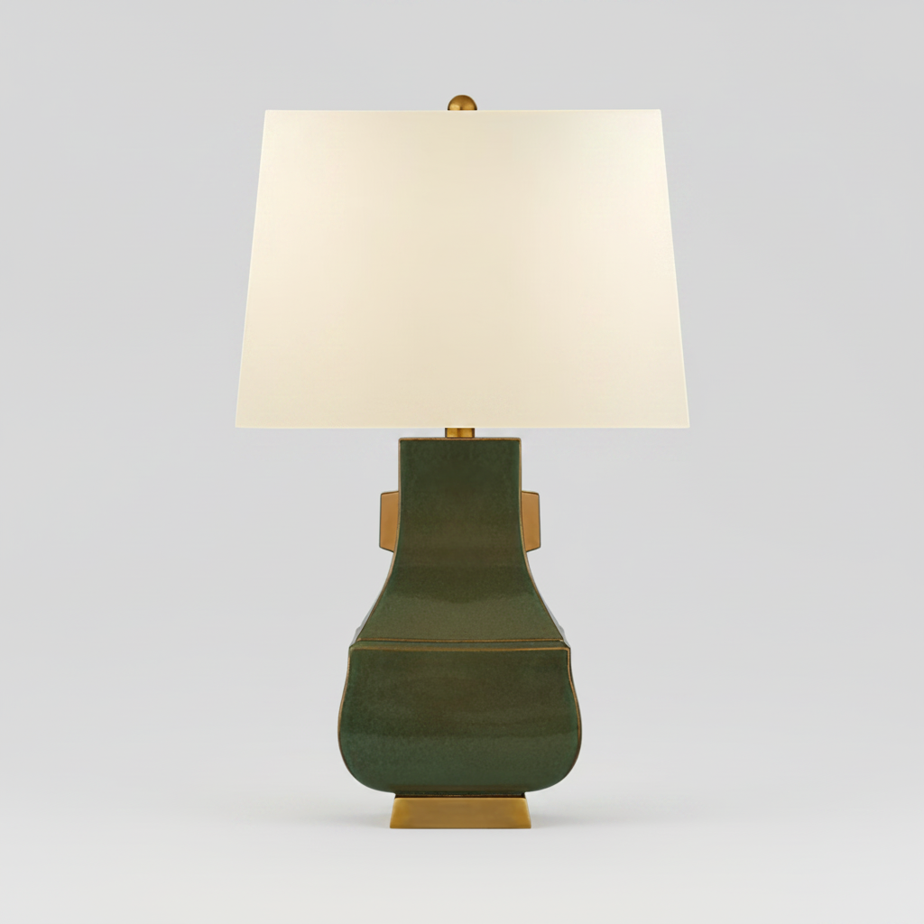 Green and Gold Jug Table Lamp