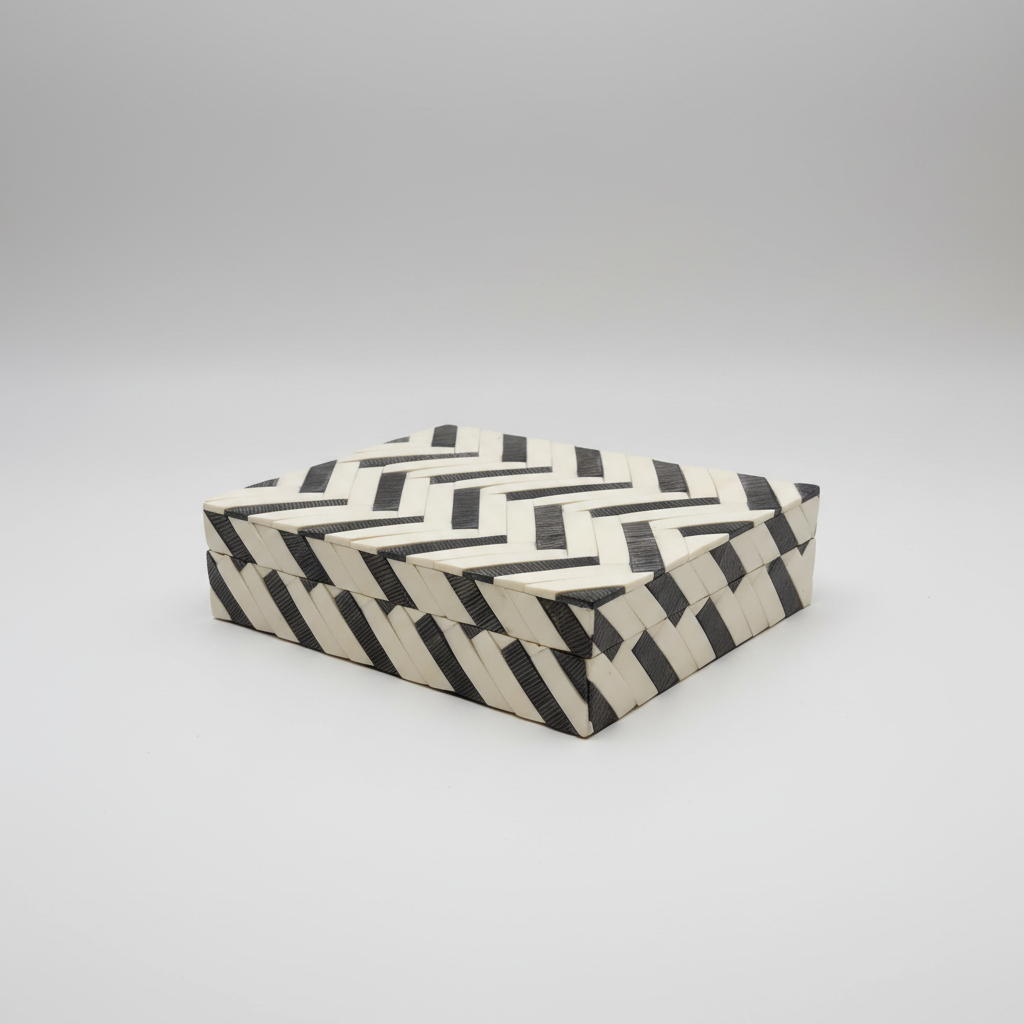 Black and White Horn Tile Box