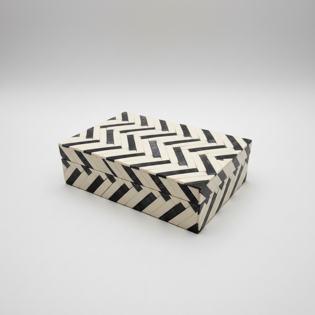 Black and White Horn Tile Box