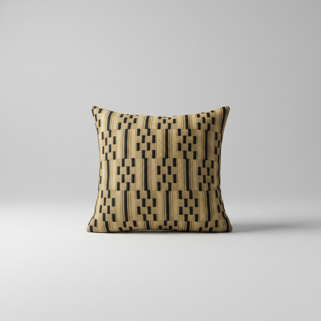 Tan and Black Patterned Pillow