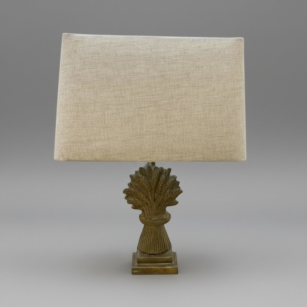 Brass Wheat Table Lamp with Lucite Base