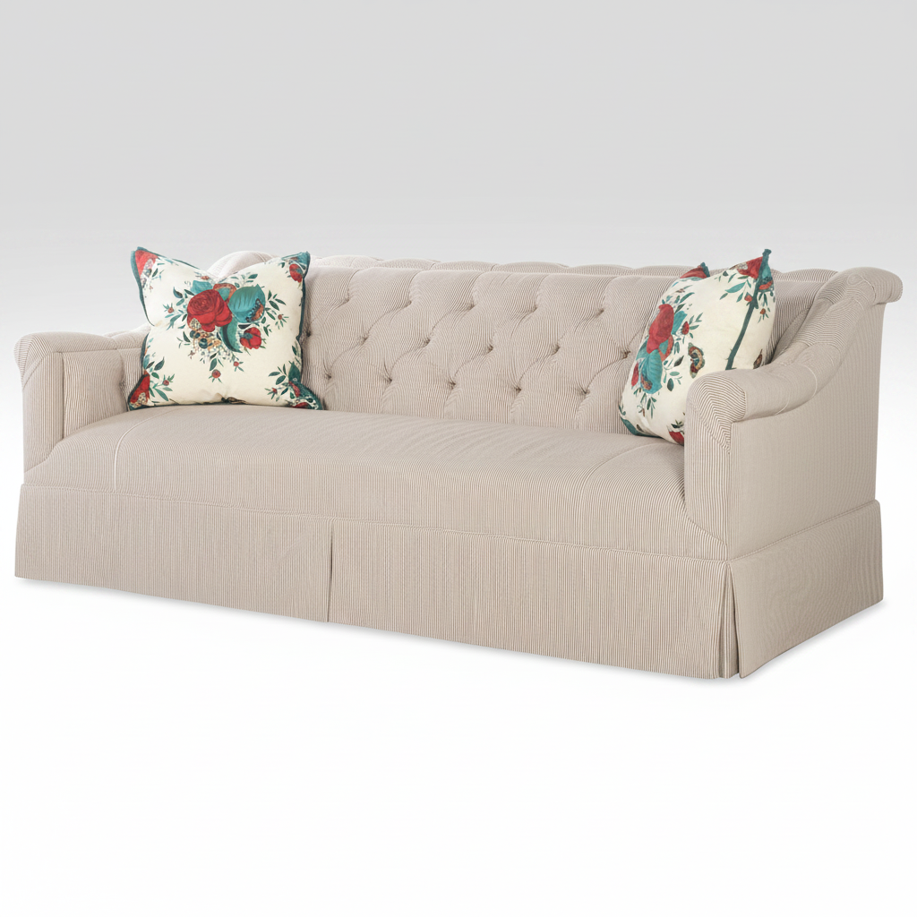 Striped Tufted Chesterfield Sofa