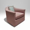 Red Pattered Barrel Back Swivel Chair