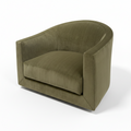 Curved Moss Velvet Swivel Chair